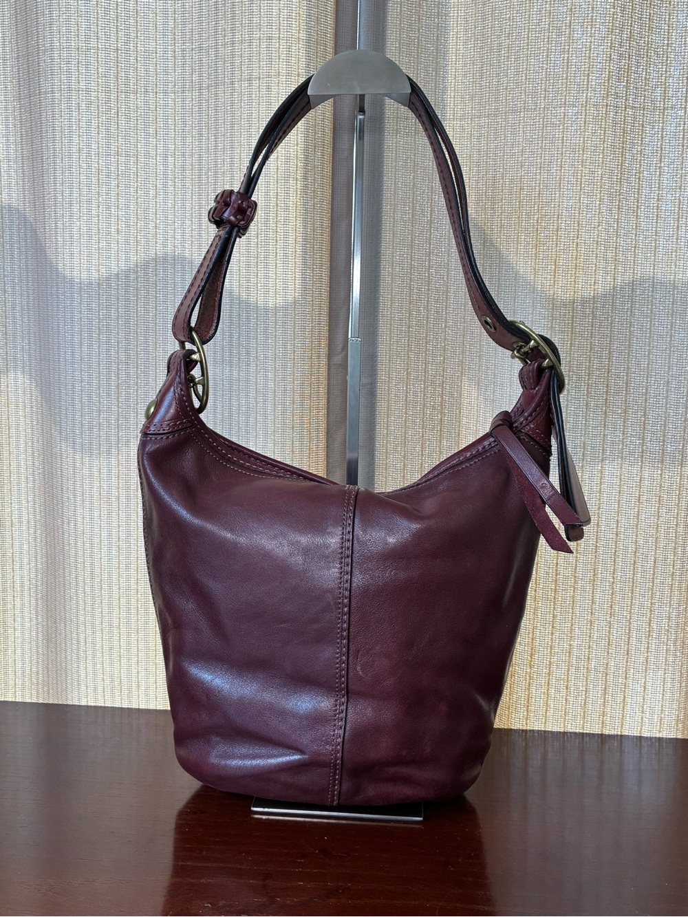 Coach Bordeaux Bleecker Tattersall Duffel Bucket Bag